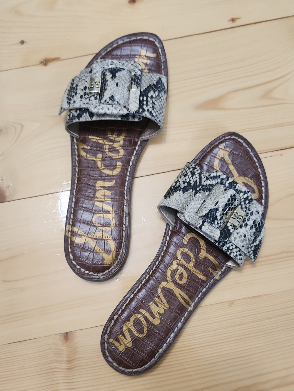 Sam Edelman Granada Snake Print Buckle Slide Sandals Size 8 - Picture 12 of 14
